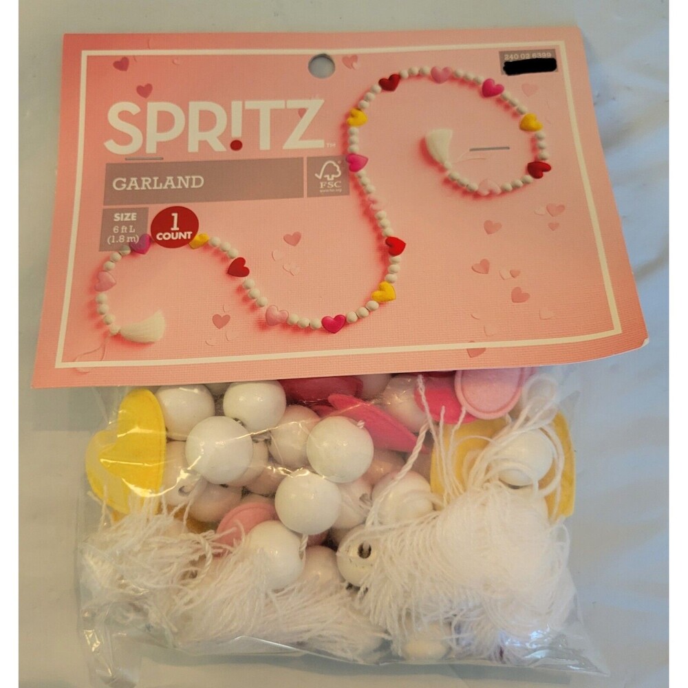 Spritz 6ft Valentines Garland Wood Beads Felt Hearts Love Wedding Shower 2024